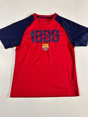 巴塞罗那青年大号足球球衣蓝色红色拉格兰风格衬衫短袖 FCB — 第 1/4 张图片