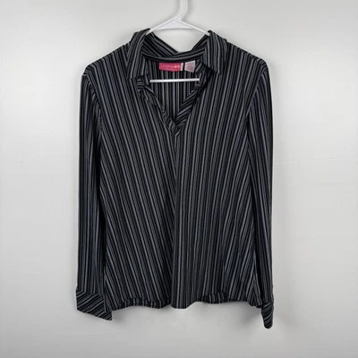 Camisa listrada Liz Lange feminina pequena maternidade elástica manga longa - Imagem 1 de 4