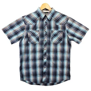 Coastal Mens Western Short Sleeve Pearl Snap Plaid Button Down Shirt Size Large - Picture 1 of 8