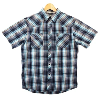 Coastal Mens Western Short Sleeve Pearl Snap Plaid Button Down Shirt Size Large - Image 1 of 4