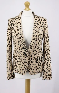TIBI CHEETAH COTTON SATEEN BLAZER WOMENS ANIMAL JACKET UK 12 / US 8 RRP £330 AD - Picture 1 of 7