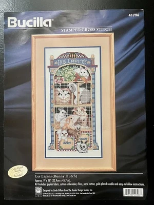 Bucilla Stamped Cross Stitch PATTERN ONLY Les Lapins - Изображение 1 из 4