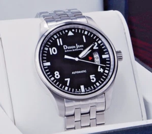Automatic Watches Black Dial Silver Band New Wristwatch - Design Jean - Picture 1 of 12