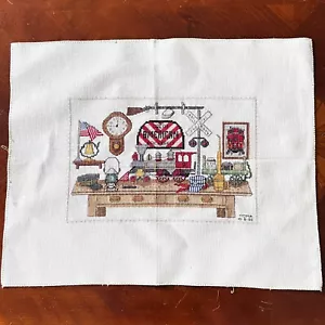 Vintage fertig GREAT AMERICAN RAILROADS gezählt Kreuzstich Zug Flagge Waffen - Bild 1 von 1