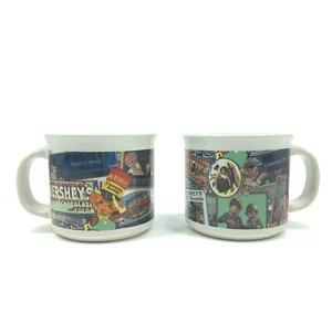 Hersheys Cocoa Coffee Mugs Sweet Milk Chocolate Advertisement Set of 2  - Picture 1 of 6