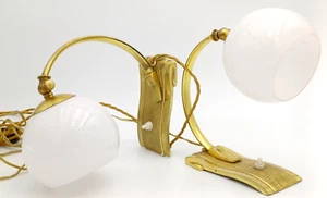 APPLIQUE ANNI '50/60 - OTTONE DORATO E VETRO OPALINO - Imagen 1 de 15