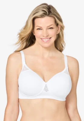 Sutiã feminino Comfort Choice Stay-Cool sem fio camiseta, branco 48DD - Imagem 1 de 4