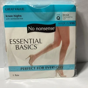 No Nonsense Knee Highs 8 Pairs Beige Size Q Queen Plus Reinforced Toe - Picture 1 of 12