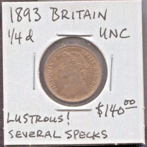 GREAT BRITAIN - FANTASTIC HISTORICAL QV BRONZE FARTHING, 1893 - Picture 1 of 2