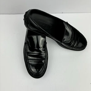 TOD's Women's US 8.5 Platform Black Patent Leather Driving Loafers Slip On Shoes - Picture 1 of 24