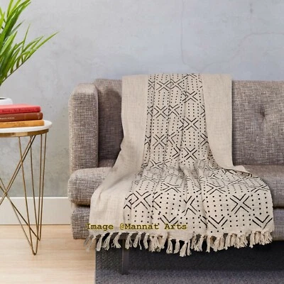 Hand Loomed Cotton Throw Hand Block Printed Cotton Handmade Summer Throw Gift  - Image 1 of 4