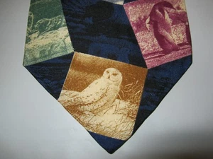 STRUCTURE Silk Tie Necktie 56 x 3.75 blue green ANIMALS MOTIF 13438 - Picture 1 of 4