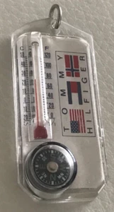 Vtg. Plastic Pocket Mini Thermometer Compass Advertising Keychain Tommy Hilfiger - Picture 1 of 2