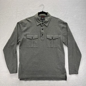 Hilfiger Polo Shirt Mens Medium Gray 100% Cotton Long Sleeve - Picture 1 of 16