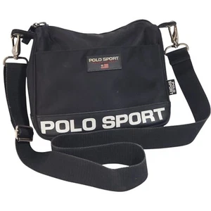 Vintage 90’s Y2K Black Ralph Lauren Polo Sport USA Spellout Messenger Crossbody - Picture 1 of 11