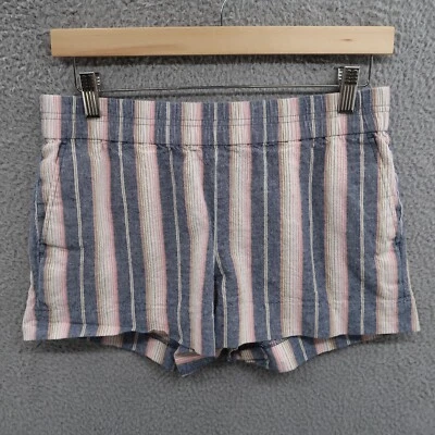 J Crew Shorts Womens 4 Striped Linen Blend Stretch Waist Casual - Image 1 of 4