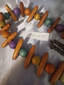 Vtg Chain Belt 20-34" Sz S/M Colorful Wood Beads Gold Metal Boho Hippy Adjustabl - Picture 1 of 5