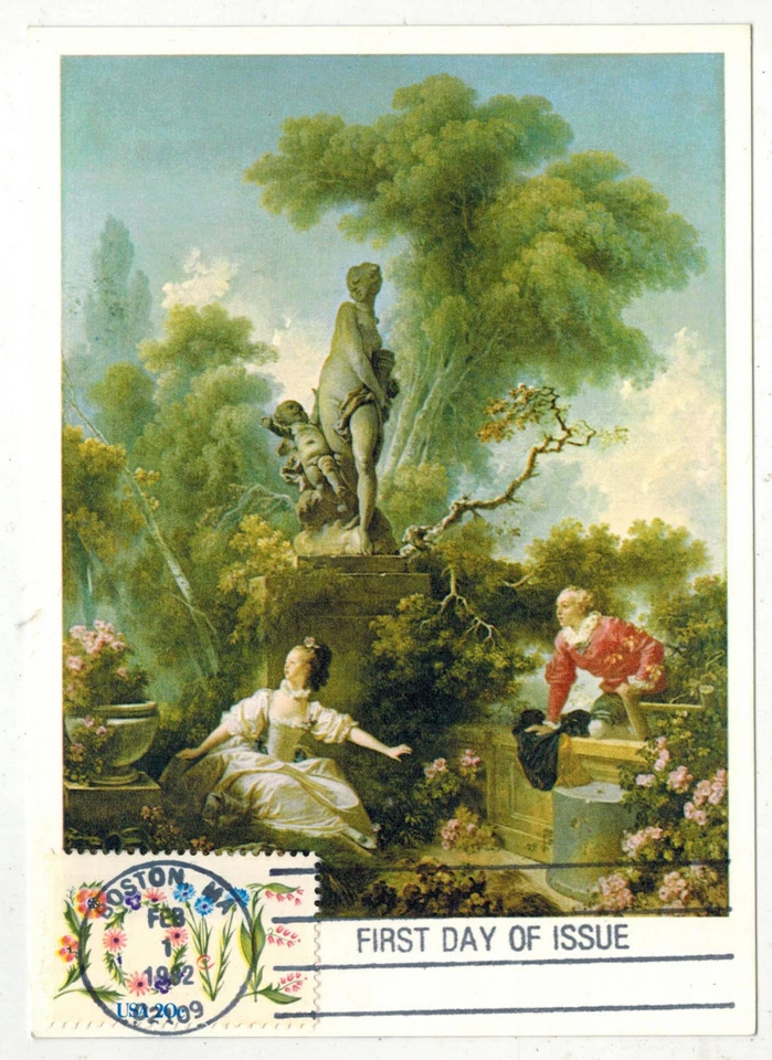 #1951 LOVE STAMP FDC ON COLOR POSTCARD FROM THE FRICK COLLECTION #5 THE MEETING - Image 1 of 1