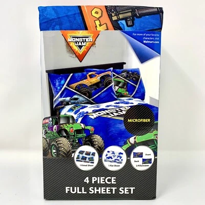 Monster Jam 4 Piece Full Sheet Set Grace Digger Monster Truck - Image 1 of 3