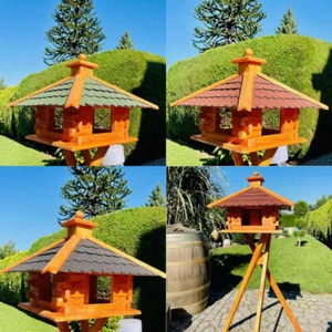DARLUX Rechteckiges Vogelfutterhaus XL Futterstelle Vogelhaus Rot/ Grün/ Schwarz - Bild 1 von 7