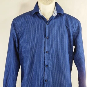Camisa Nine West Hombre Talla Pequeña 14-141/2 32/33 Botones Calce Ajustado Manga Larga Azul - Imagen 1 de 12