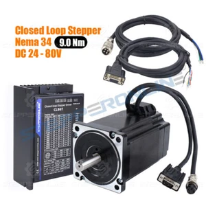 9Nm Nema 34 Closed Loop Stepper Motor 6A 117mm +Hybrid Servo Driver CL86T V4.1 - Picture 1 of 7