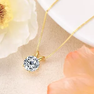 1ct Pendant Necklace Yellow Gold VVS1/D/Excellent Lab-Created Diamond Test Pass - Picture 1 of 5