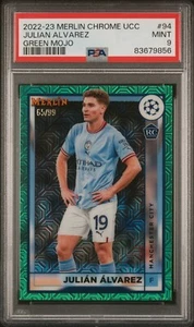 Julian Alvarez 2023 Merlin Chrome Green Mojo /99. Man City Rookie PSA 9!! - Picture 1 of 3