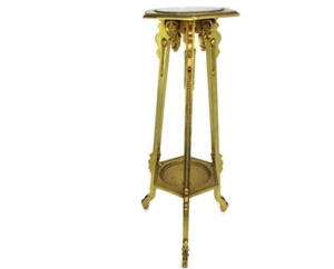 Gothic Gold Gilded Pedestal Plant Bonsai Stand Table Rams head Marble Top WOW - Picture 1 of 10