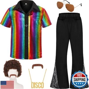 Gorkonpy 70s Outfits for Boys Kids Disco Costume Halloween Party Dress Up (Mu - Picture 1 of 5