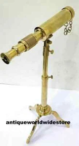 Nautical Vintage Brass Telescope Antique collectible Telescope With Tripod Stand - Picture 1 of 4