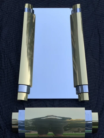 Curtis Jere Art Deco Stylized Brass Chrome Wall Mirror Console Shelf Sculpture Cover