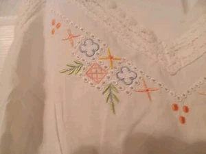 Cabernet long nightgown 100% cotton w embroidery & crochet sleeveless S SUMMERY - Picture 1 of 8