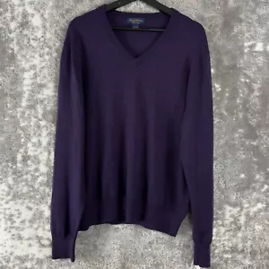 Maglione Brooks Brothers donna taglia L sassone 100% lana scollo V viola manica lunga - Foto 1 di 7