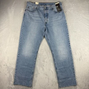 Levis Premium Jeans Mens 33x32 Blue 501 90s Straight Button Fly Light Wash Denim - Picture 1 of 14