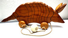Vintage Wooden Armadillo Pull Toy 16" Handmade in San Antonio Texas c. 1970s
