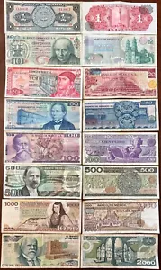 LOT of 8 MEXICO PESO BANKNOTES SERIES 1,10,20,50,100,500,1000,2000 MEXICO Bill 8 - Picture 1 of 1