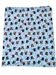 Coperta culla ricevimento blu ragazzo flanella cotone motore treno vintage '90 33 x 44 - Foto 1 di 6