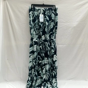 NWT! Blue Island Beach Tropical Strapless Tie Waist Jumpsuit Size Large - Picture 1 of 7