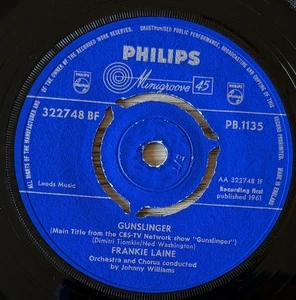 FRANKIE LAINE GUNSLINGER 7" SINGLE PHILIPS (1961) VG TV WESTERN OST ENGLAND - Picture 1 of 3