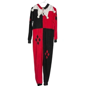 Harley Quinn Halloween Costume Womens S 4/6 Fleece Zip Hooded Glasses Cosplay - Picture 1 of 8
