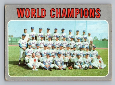 Tarjeta del equipo 1970 Topps #1 de los Mets de Nueva York con Tom Seaver/Nolan Ryan/Yogi Berra/Hodges Foto 1 de 3
