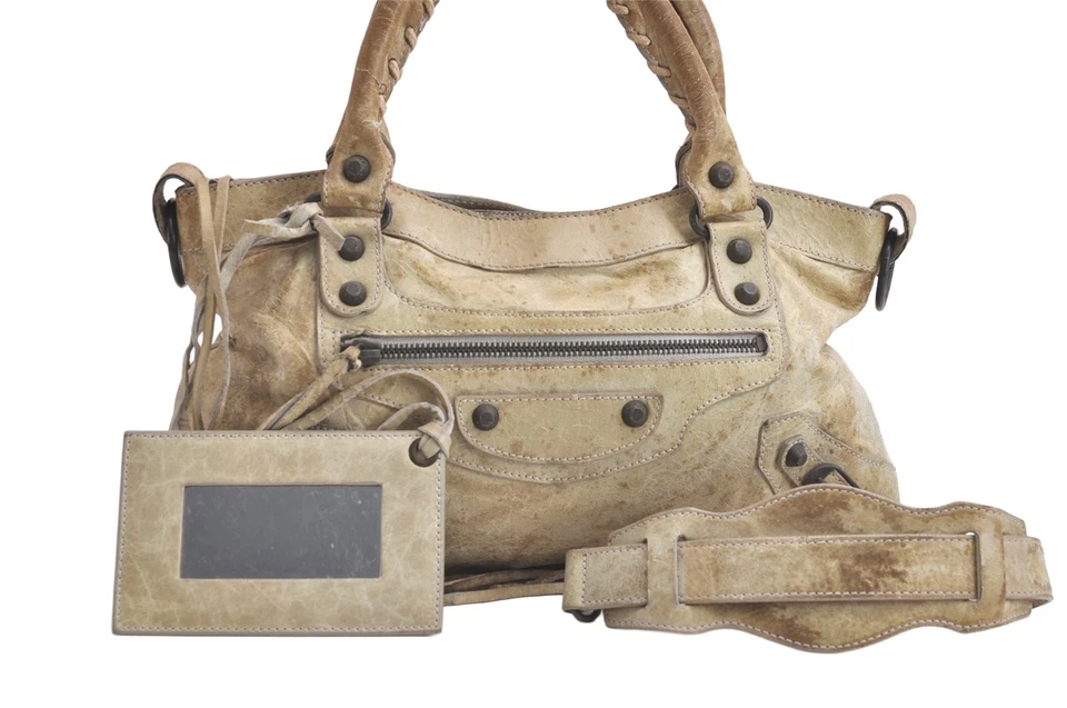 Auténtico Bolso de Mano BALENCIAGA Clásico El Primer 2 Vías Cuero Verde 4088N Foto 1 de 4