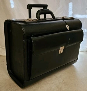 Maletín vintage Pilots Case XL cuero negro combinación bloqueo 2 ruedas  - Imagen 1 de 15
