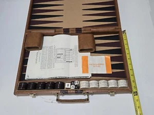 Vintage Cardinal Backgammon Set Spotted White & Brown Pieces 1.5 Inch - Picture 1 of 14