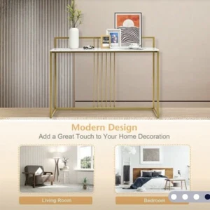 120cm Console Table Modern Steel Frame Storage Shelf for Entryway Living Room - Picture 1 of 3