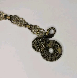 Vintage Chicos Doppelspirale Schleife Kette Armband Bronzey Ton Metall Münzen 9,5" - Bild 1 von 6