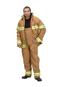 Traje de bombero adulto bronceado pequeño - Imagen 1 de 3