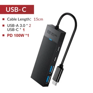 Adaptador Hub USB 3.0 Tipo-C a Tipo-A Alimentado PD 100W 4 Puertos Divisor 5Gbps - Imagen 1 de 5