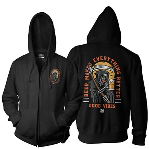 Herren Zipper Hoodie Spruch - Bier macht alles besser - Reaper Crew - Picture 1 of 1